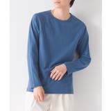070-ブルー | 【OMNES】ストレッチジャガード クルーネック長袖&六分袖Tシャツ | haptic
