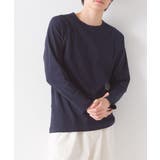 075-ネイビー | 【OMNES】ストレッチジャガード クルーネック長袖&六分袖Tシャツ | haptic