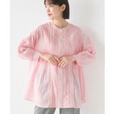 012-ピンク | 【OMNES】コットンボイルピンタックシャツ 6分袖 | OMNES