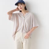 008-エクリュ | 【OMNES】接触冷感レーヨンナイロン キーネック半袖プルオーバー | OMNES