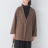 032-モカ | 製品染め コットンノーカラージャケット | OMNES