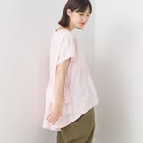 012-ピンク | 【OMNES】バイオポリウォッシュバックフリルプルオーバーTシャツ | OMNES