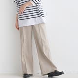 033-ベージュ | ストレッチカチオン センタープレスワイドパンツ | OMNES