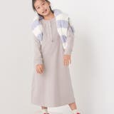 083-ラベンダー | 【OMNES】キッズ ハニカムストレッチワッフル切り替えヘンリーワンピース | OMNES