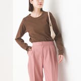 030-ブラウン | ユニセックス ストレッチジャガード クルーネック長袖&六分袖Tシャツ | OMNES