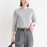 071-ブルーグレー | ユニセックス ストレッチジャガード クルーネック長袖&六分袖Tシャツ | OMNES