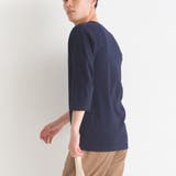 075-ネイビー | ユニセックス ストレッチジャガード クルーネック長袖&六分袖Tシャツ | OMNES