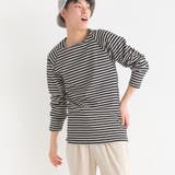 134-ブラック×エクリュ | ユニセックス ストレッチジャガード クルーネック長袖&六分袖Tシャツ | OMNES