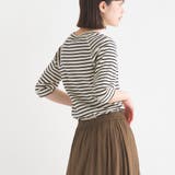 140-エクリュ×ブラック | ユニセックス ストレッチジャガード クルーネック長袖&六分袖Tシャツ | OMNES
