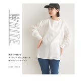 【OMNES】製品洗いコットンブロード裾ラウンドレイヤードブラウス | OMNES | 詳細画像3