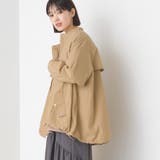 033-ベージュ | 【OMNES】撥水加工ナイロン裾ドローコードAラインブルゾン | OMNES