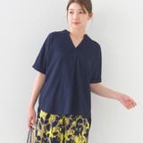 340-ネイビー | 【OMNES】接触冷感 スキッパーブラウス | OMNES