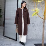 クルーネックボアコート ノーカラーコート レディースアパレル | HENANA  | 詳細画像18 