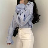 春 夏 新作 ランタンスリーブシャツ ブラウス ストライプ柄 | WITCH | 詳細画像3 