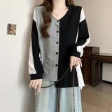 ホワイト | 秋 新作 異素材ドッキング カーディガン 長袖 カットソー ブラウス 羽織 | WITCH