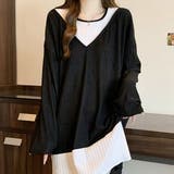秋 新作 楊柳生地 オーバーサイズ ロング Ｔシャツ 長袖 | WITCH | 詳細画像2 
