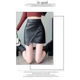 秋 新作 フェイクレザーミニスカート 裏地キュロットパンツラップスカート | WITCH | 詳細画像10 