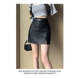 秋 新作 スリット入りPUレザー Aラインスカート ペチパンツ付き | WITCH | 詳細画像15 