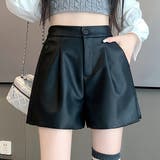 ブラック | 秋冬 新作 PU フェイクレザー ショート パンツ | WITCH