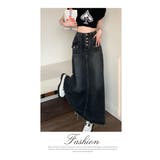 秋冬 新作 マーブルボタンポケットAラインロングデニムスカート | WITCH | 詳細画像18 