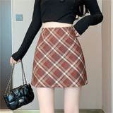 レッド | 秋 新作 チェック柄ミニスカート インパン裏地付き | WITCH