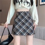 ブラック | 秋 新作 チェック柄ミニスカート インパン裏地付き | WITCH