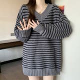 秋冬 新作 ボーダー柄アイレットニットチュニック | WITCH | 詳細画像2