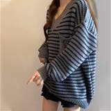 秋冬 新作 ボーダー柄アイレットニットチュニック | WITCH | 詳細画像3