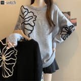 花柄 モックネック ドロップ ショルダー セーター | WITCH | 詳細画像1