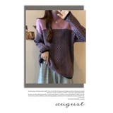 配色 ニットトップス ハイネック ヘリンボーン | WITCH | 詳細画像12