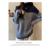 配色 ニットトップス ハイネック ヘリンボーン | WITCH | 詳細画像14