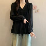 ブラック | ピーターパン襟 シフォンシャツブラウストップス | WITCH