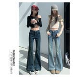 ハイウエスト ワイドレッグ  ほんのりフレア ジーンズ  デニムパンツ | WITCH | 詳細画像18 
