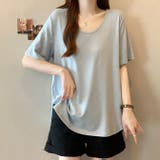 ブルー | 大きいサイズクルーネック半袖Tシャツ夏トップス | WITCH