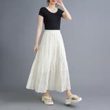 ホワイト | コットンレースティアードスカート | WITCH