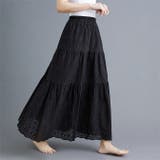 ブラック | コットンレースティアードスカート | WITCH