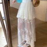 ベージュ | レーススカート重ね着 シアー チュールペチスカート | WITCH