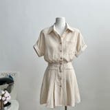 A-type(ベージュ) | 選べる2TYPE半袖ストライプシャツワンピース | WITCH