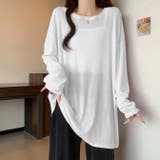 ホワイト | シアーTシャツ長袖 クルーネック インナー レイヤード 薄手トップス | WITCH