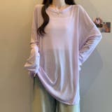 パープル | シアーTシャツ長袖 クルーネック インナー レイヤード 薄手トップス | WITCH