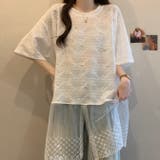 裾レースラインストーンオーバーTシャツ | WITCH | 詳細画像2 