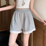 グレー | レースレイヤードショートスウェットパンツ | WITCH