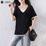 大人上品重ね風ゆったり 体型カバーTシャツ Vネック トップス | WITCH | 詳細画像1