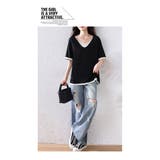 大人上品重ね風ゆったり 体型カバーTシャツ Vネック トップス | WITCH | 詳細画像8
