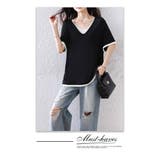 大人上品重ね風ゆったり 体型カバーTシャツ Vネック トップス | WITCH | 詳細画像9