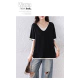 大人上品重ね風ゆったり 体型カバーTシャツ Vネック トップス | WITCH | 詳細画像10