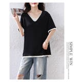 大人上品重ね風ゆったり 体型カバーTシャツ Vネック トップス | WITCH | 詳細画像11
