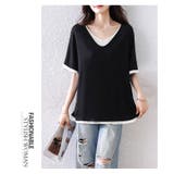 大人上品重ね風ゆったり 体型カバーTシャツ Vネック トップス | WITCH | 詳細画像12