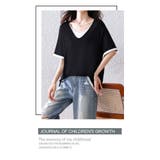 大人上品重ね風ゆったり 体型カバーTシャツ Vネック トップス | WITCH | 詳細画像15