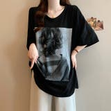 ブラック | モノクロプリント半袖Tシャツ | WITCH